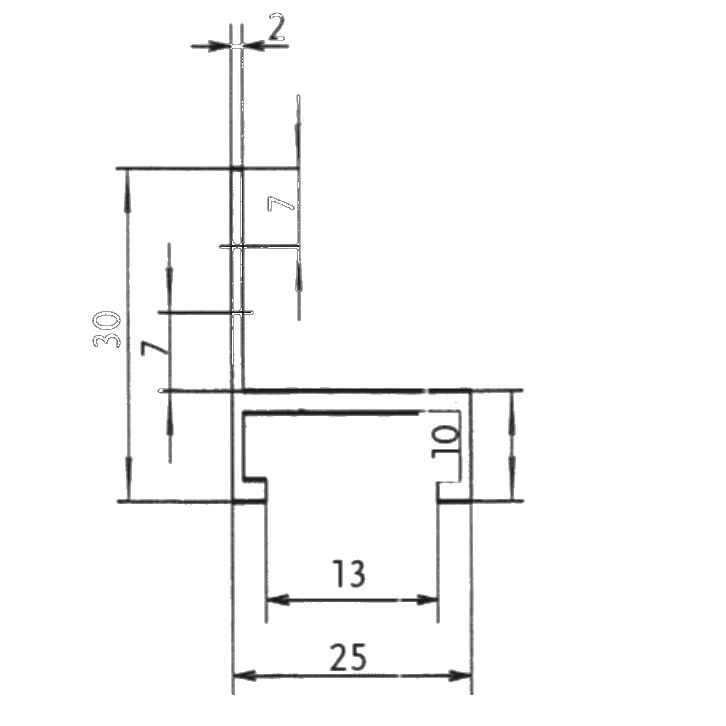 CANALINA ALLUMINIO L=2mt labbro verticale